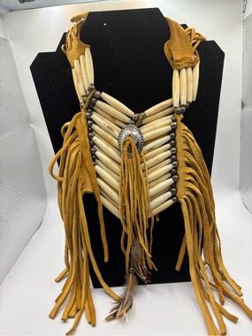 Authentic Navajo choker made of bone and suede